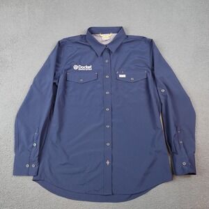 Ariat Rebar Shirt Mens Large Blue Long Sleeve Docket Logo Button Up Workwear